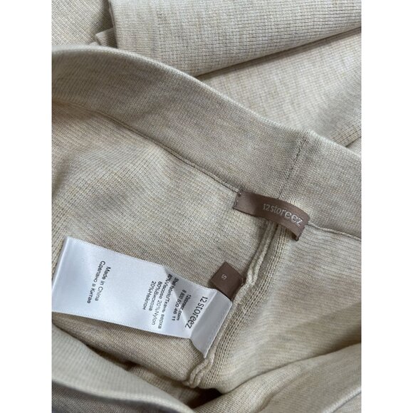 12 Storeez Wide Leg Knit Trousers in Beige - Picture 5 of 5